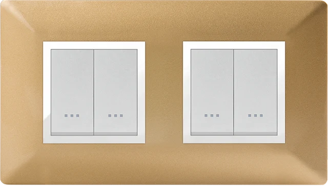 STIEL ALPHA Élégance 4-module square gold cover plate with chrome trim