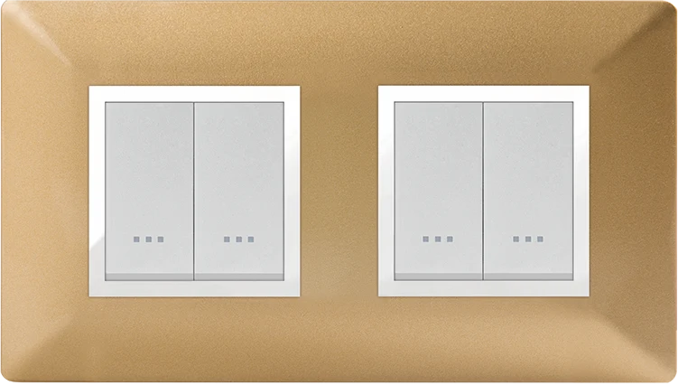 STIEL ALPHA Élégance 4-module square gold cover plate with chrome trim