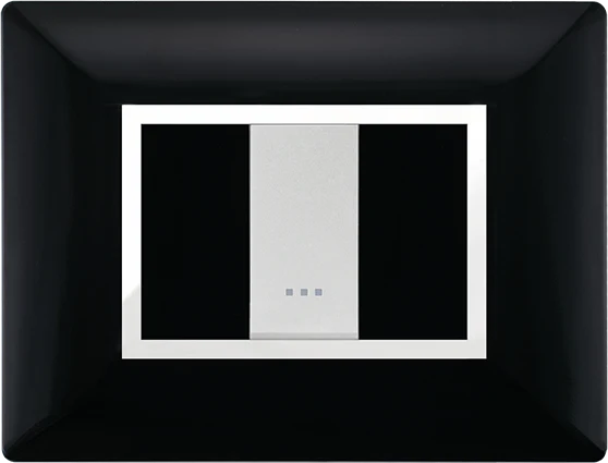 STIEL ALPHA Élégance 1-module rectangular black cover plate with chrome trim