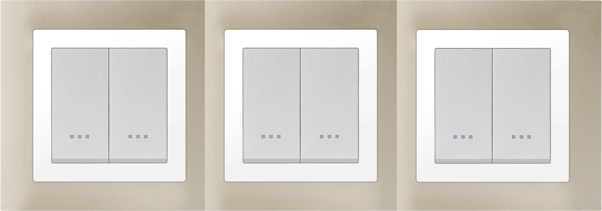 STIEL ALPHA Quadro 6-module square champagne cover plate with chrome trim