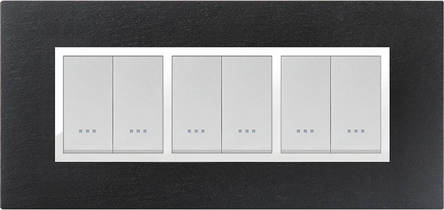 STIEL ALPHA Prestige 6-module rectangular slate cover plate