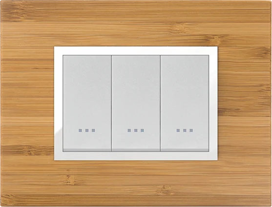 STIEL ALPHA Prestige 3-module rectangular solid bamboo cover plate