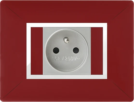STIEL ALPHA Élégance for socket rectangular burgundy cover plate with chrome trim