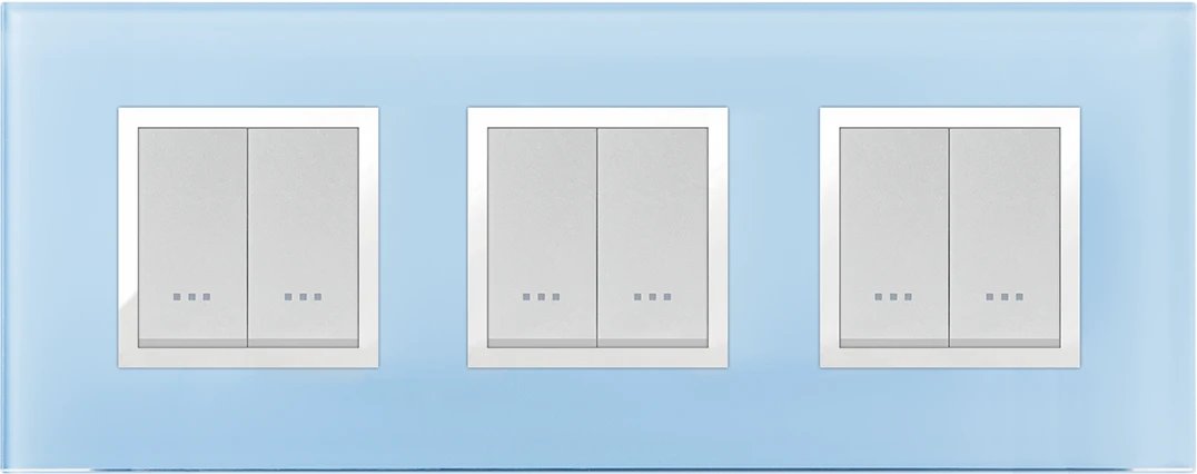 STIEL ALPHA Prestige 6-module square azure blue glass cover plate