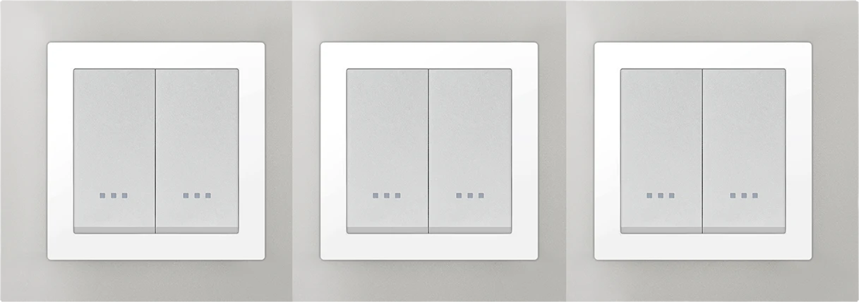 STIEL ALPHA Quadro 6-module square silver cover plate with chrome trim