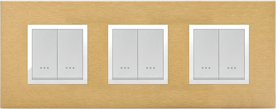 STIEL ALPHA Prestige 6-module square gold brass cover plate