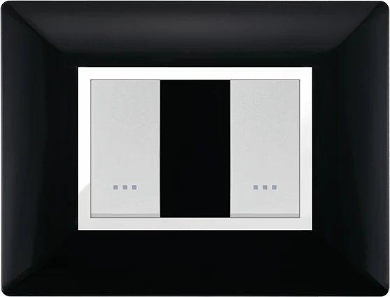 STIEL ALPHA Élégance 2-module rectangular black cover plate with chrome trim