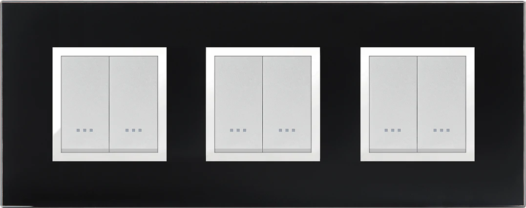 STIEL ALPHA Prestige 6-module square black glass cover plate
