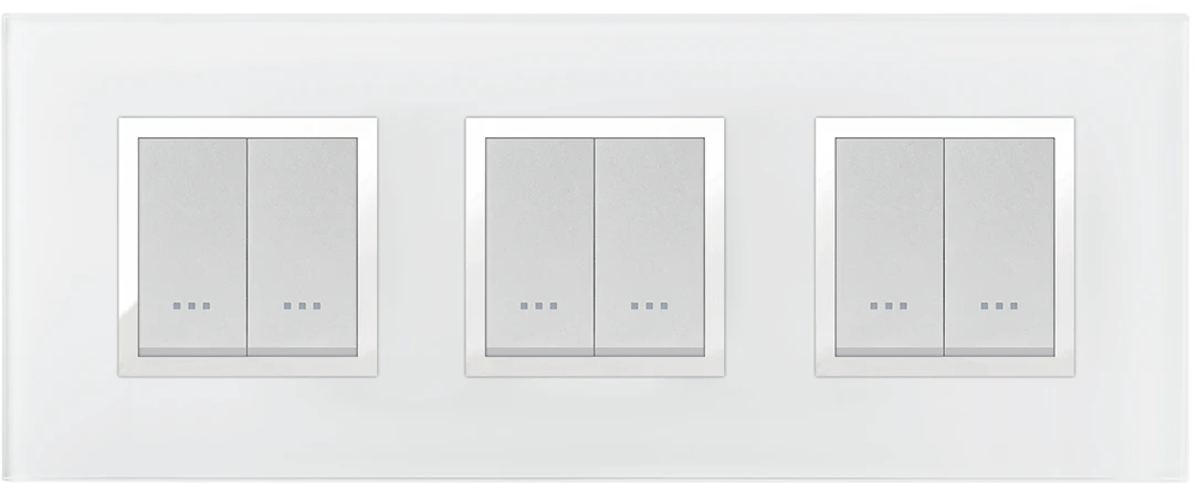 STIEL ALPHA Prestige 6-module square white glass cover plate