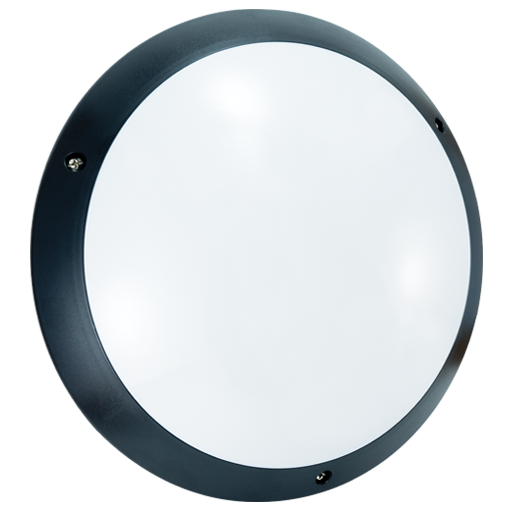 STIEL polycarbonate bulkhead light black - lampholder E27 - with detector