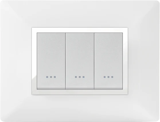 STIEL ALPHA Élégance 3-module rectangular snow white cover plate with chrome trim