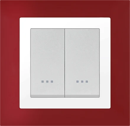 STIEL ALPHA Quadro 2-module square burgundy cover plate with chrome trim