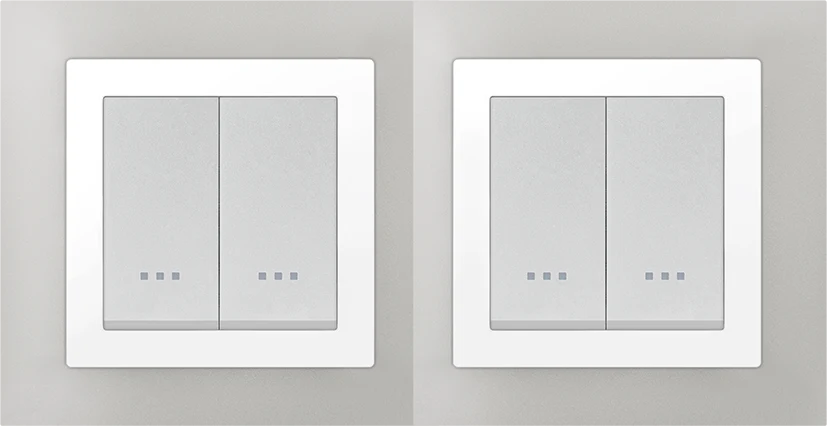 STIEL ALPHA Quadro 4-module square silver cover plate with chrome trim