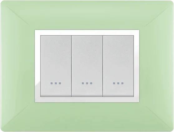STIEL ALPHA Élégance 3-module rectangular anise green cover plate with chrome trim