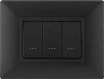 STIEL ALPHA Élégance 3-module rectangular carbon black cover plate with plain trim