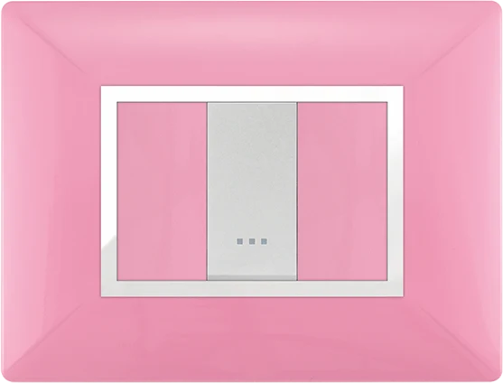 STIEL ALPHA Élégance 1-module rectangular pink cover plate with chrome trim