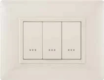 STIEL ALPHA Élégance 3-module rectangular ivory cover plate with plain trim