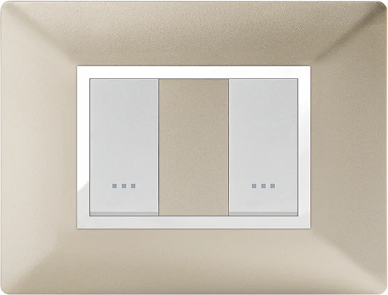 STIEL ALPHA Élégance 2-module rectangular champagne cover plate with chrome trim