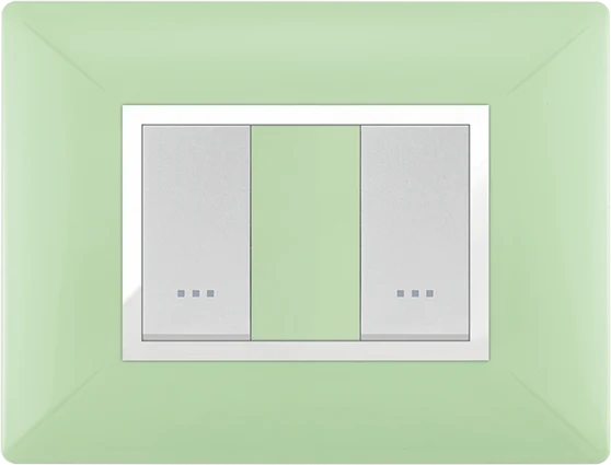 STIEL ALPHA Élégance 2-module rectangular anise green cover plate with chrome trim