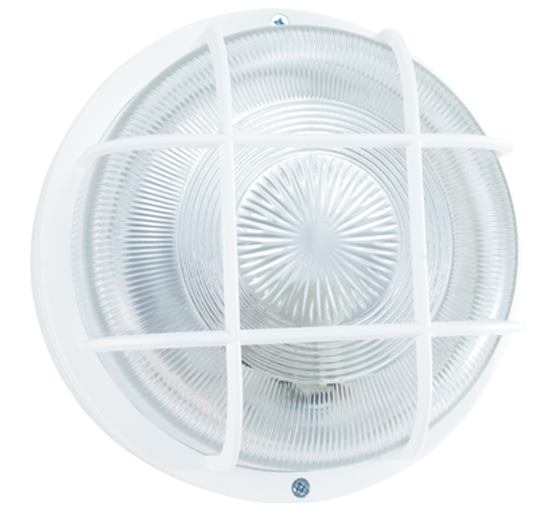 STIEL round glass bulkhead light 75W - B22 - metal guard