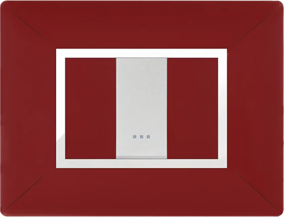 STIEL ALPHA Élégance 1-module rectangular burgundy cover plate with chrome trim