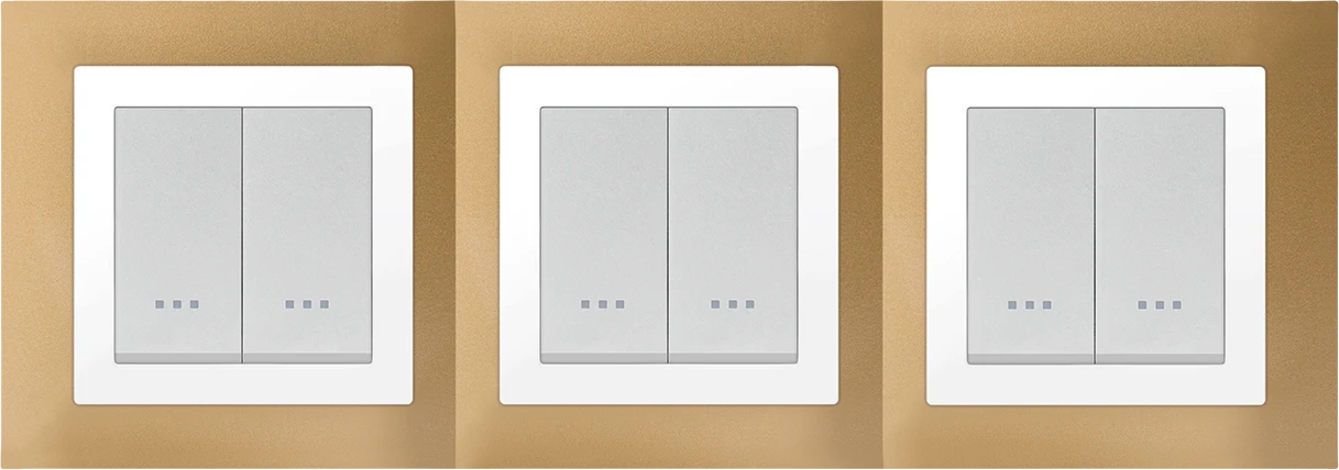 STIEL ALPHA Quadro 6-module square gold cover plate with chrome trim