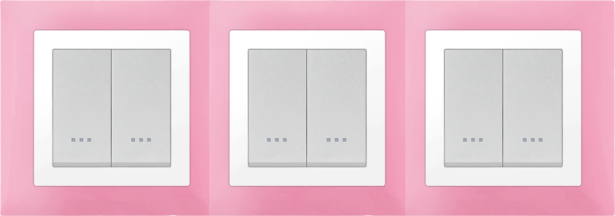 STIEL ALPHA Quadro 6-module square pink cover plate with chrome trim