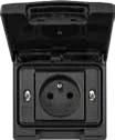 STIEL ALPHA IP44 weatherproof flush 2P+E socket carbon black