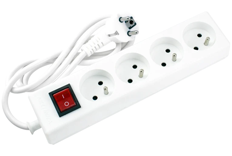 Bloc Multiprises blanc avec Interrupteur - 4 prises - 1.4m STIEL
