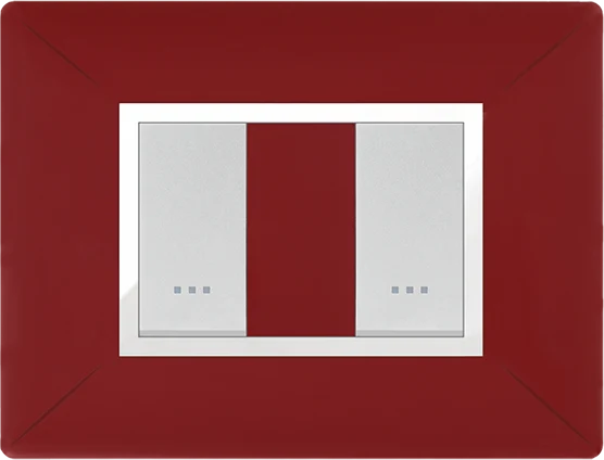 STIEL ALPHA Élégance 2-module rectangular burgundy cover plate with chrome trim