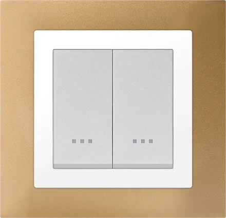 STIEL ALPHA Quadro 2-module square gold cover plate with chrome trim