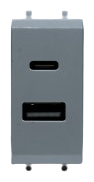 USB charger 20 W PD type A+C 1 module SYLVIA 43 — SOMEF 433087USB