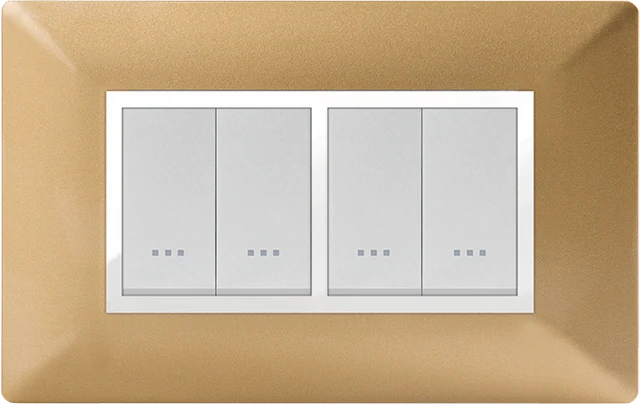STIEL ALPHA Élégance 4-module rectangular gold cover plate with chrome trim