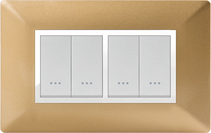 STIEL ALPHA Élégance 4-module rectangular gold cover plate with chrome trim