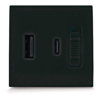 USB charger ultra-fast (PD) 20 W type A+C 2 modules NERA 43 — SOMEF 432085USB