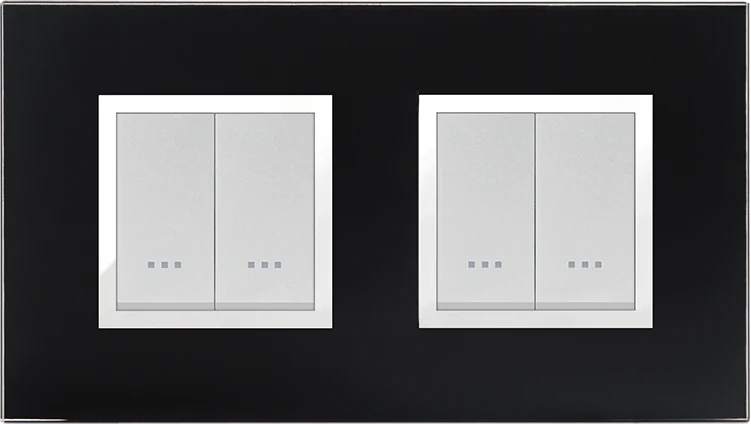 STIEL ALPHA Prestige 4-module square black glass cover plate