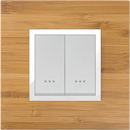 STIEL ALPHA Prestige 2-module square solid bamboo cover plate