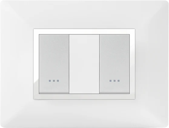 STIEL ALPHA Élégance 2-module rectangular snow white cover plate with chrome trim