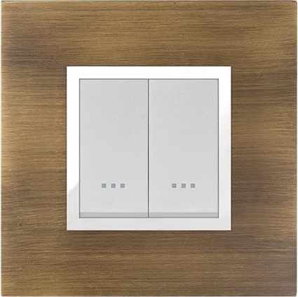 STIEL ALPHA Prestige 2-module square antique gold brass cover plate