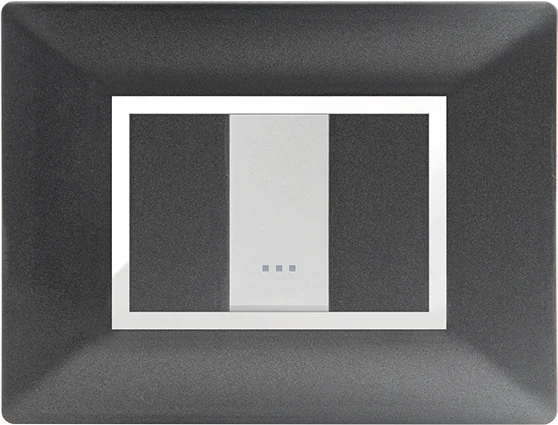 STIEL ALPHA Élégance 1-module rectangular metallic black cover plate with chrome trim
