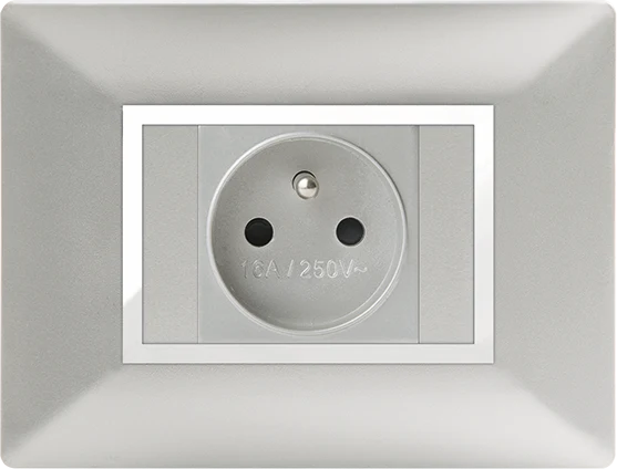 STIEL ALPHA Élégance for socket rectangular silver cover plate with chrome trim