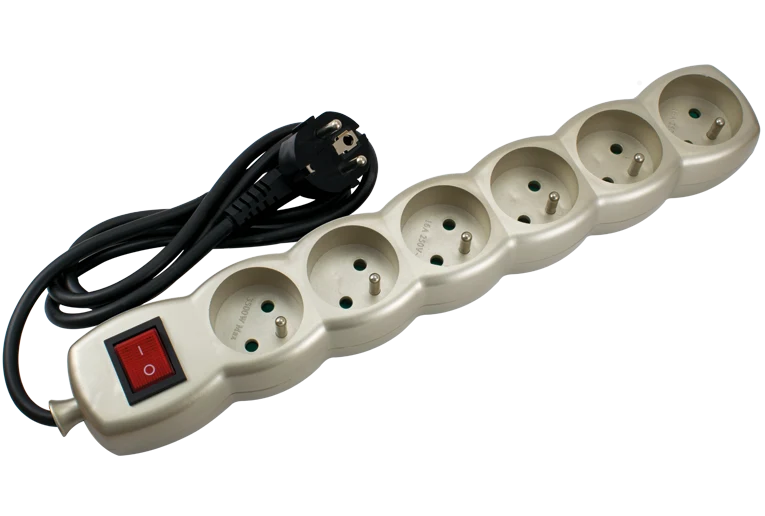 Bloc Multiprises Champagne avec Interrupteur - 6 prises STIEL