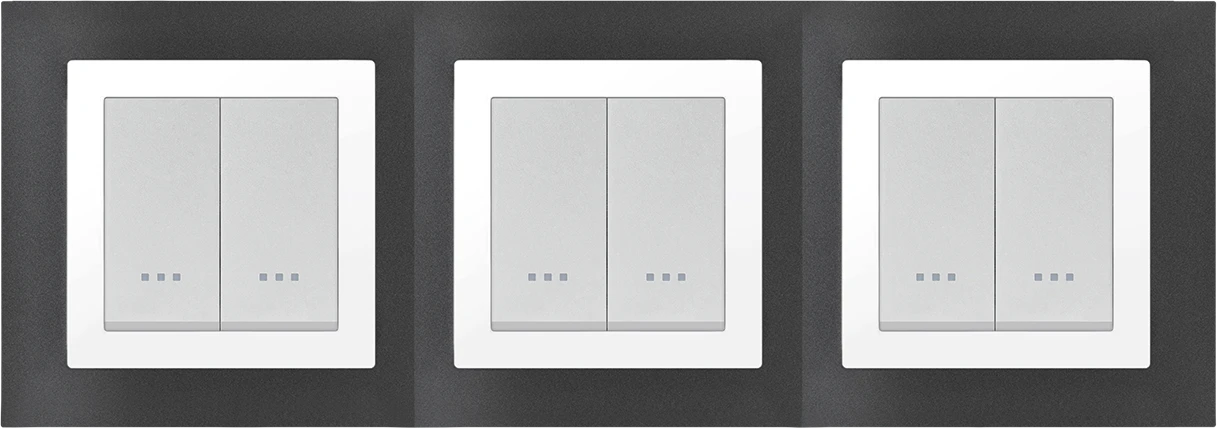 STIEL ALPHA Quadro 6-module square metallic black cover plate with chrome trim