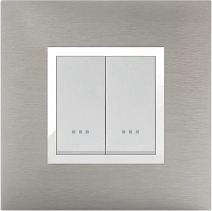 STIEL ALPHA Prestige 2-module square stainless steel cover plate