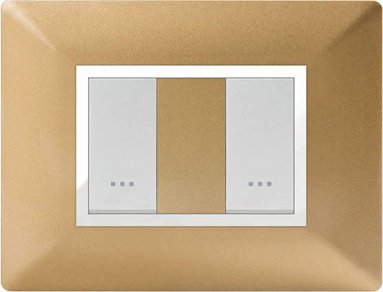 STIEL ALPHA Élégance 2-module rectangular gold cover plate with chrome trim