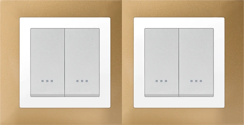 STIEL ALPHA Quadro 4-module square gold cover plate with chrome trim
