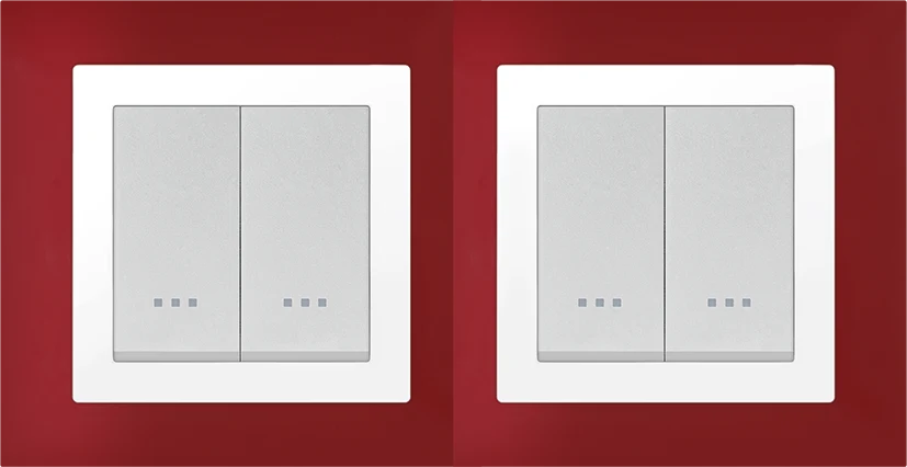 STIEL ALPHA Quadro 4-module square burgundy cover plate with chrome trim
