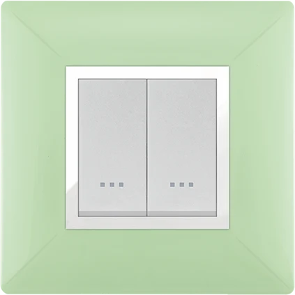 STIEL ALPHA Élégance 2-module square anise green cover plate with chrome trim