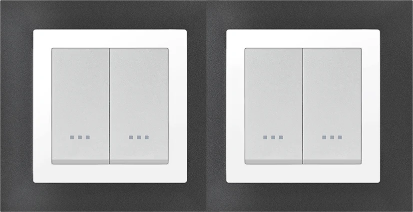 STIEL ALPHA Quadro 4-module square metallic black cover plate with chrome trim