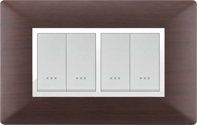 STIEL ALPHA Élégance 4-module rectangular ebony wood effect cover plate with chrome trim